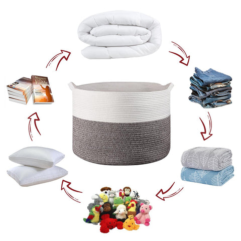 VINSANI LAUNDRY BASKET WHT & NATURAL 1010284