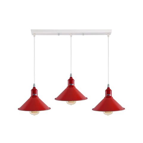 Industrial Vintage Loft Kitchen Bar 3 Lights Fittings Ceiling Cone Metal E27