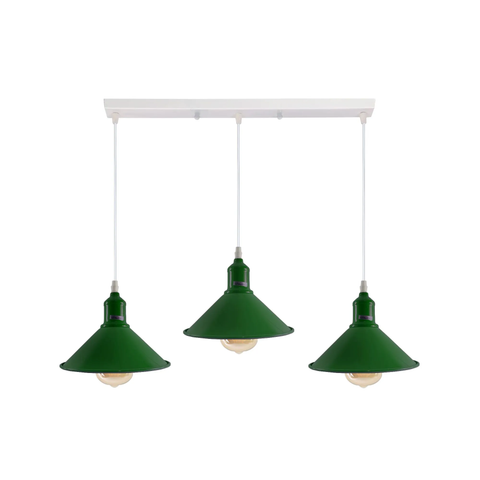 Industrial Vintage Loft Kitchen Bar 3 Lights Fittings Ceiling Cone Metal E27