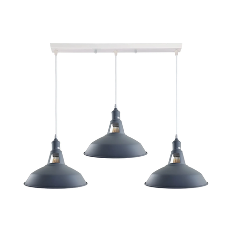 Industrial Vintage Loft Kitchen Bar 3 Lights Fittings Ceiling Cone Metal E27