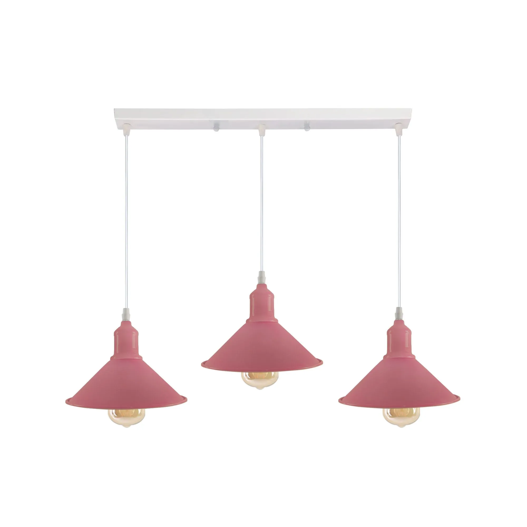 Industrial Vintage Loft Kitchen Bar 3 Lights Fittings Ceiling Cone Metal E27