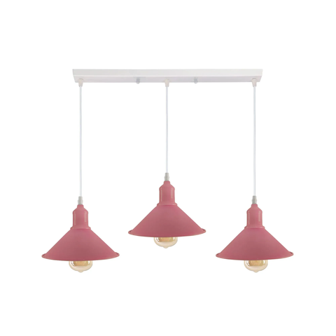 Industrial Vintage Loft Kitchen Bar 3 Lights Fittings Ceiling Cone Metal E27