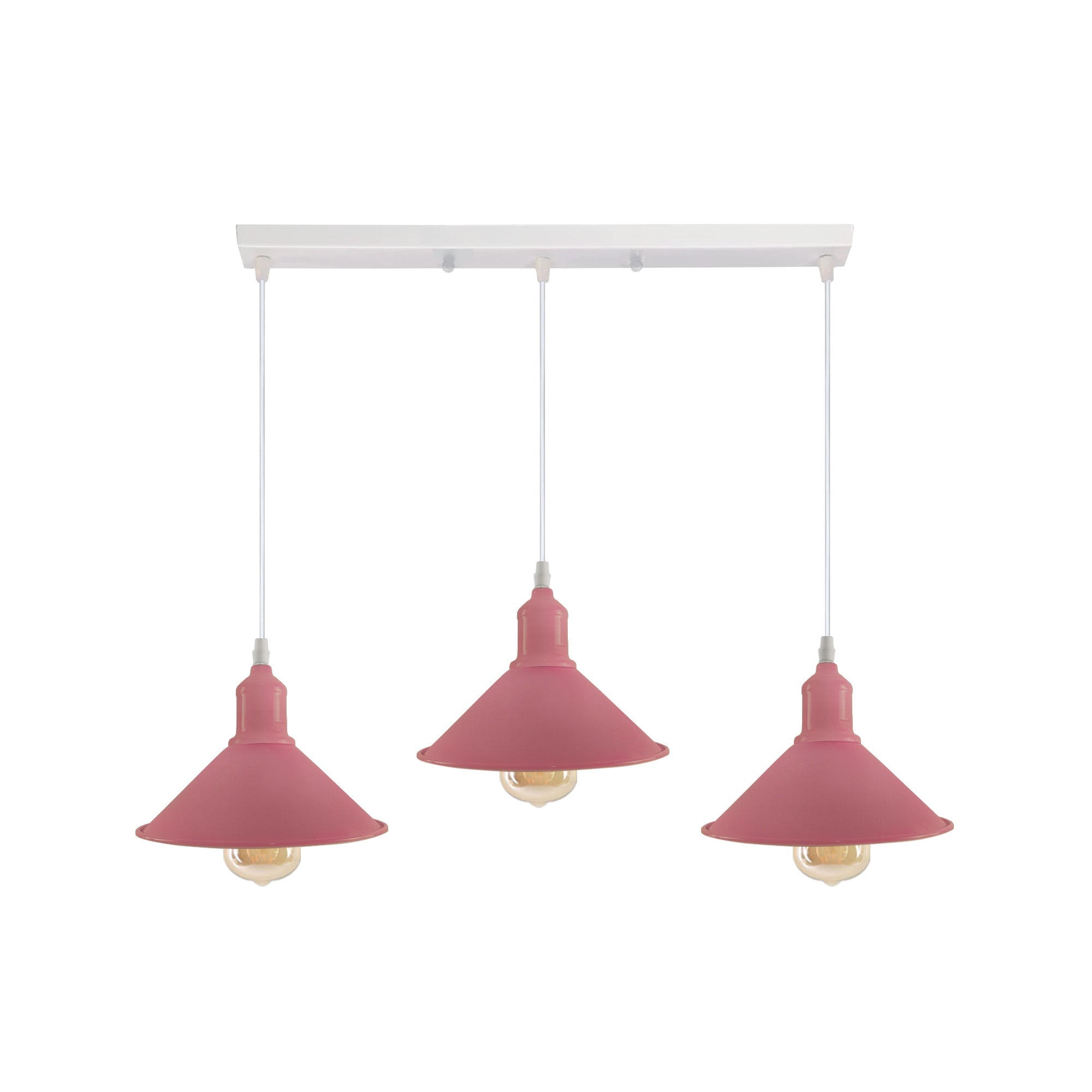 Industrial Vintage Loft Kitchen Bar 3 Lights Fittings Ceiling Cone Metal E27