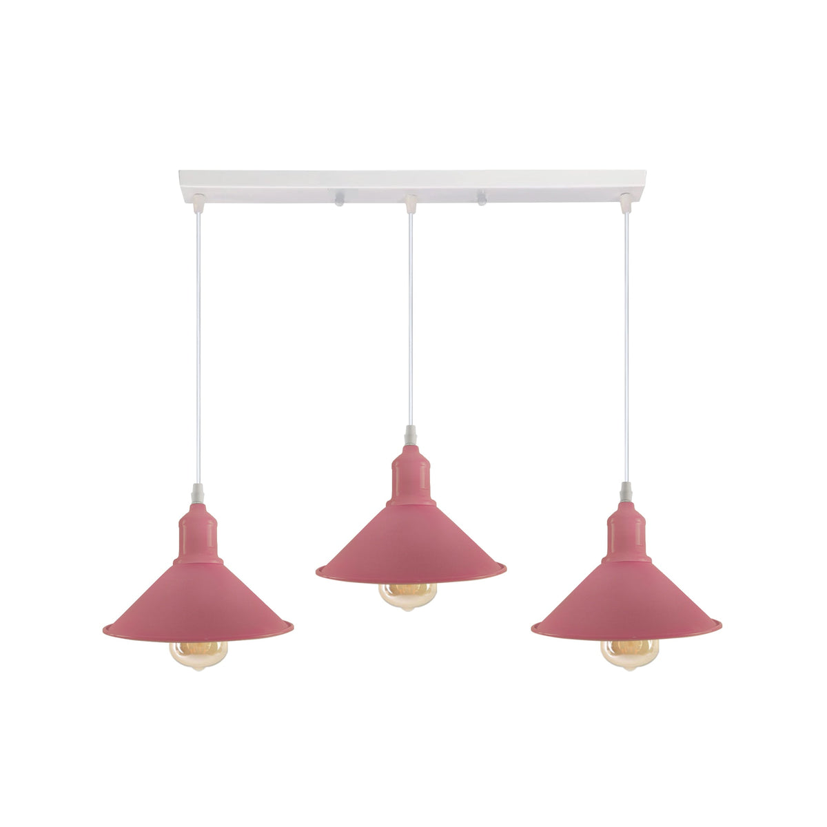 Industrial Vintage Loft Kitchen Bar 3 Lights Fittings Ceiling Cone Metal E27