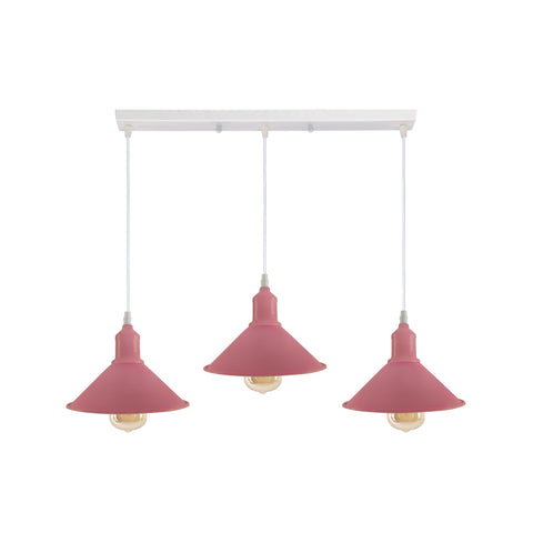Industrial Vintage Loft Kitchen Bar 3 Lights Fittings Ceiling Cone Metal E27