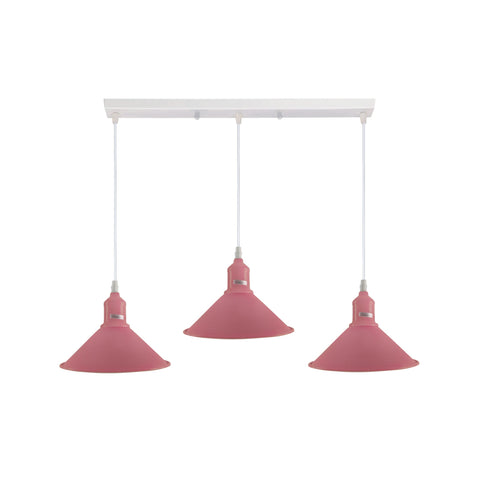 Industrial Vintage Loft Kitchen Bar 3 Lights Fittings Ceiling Cone Metal E27