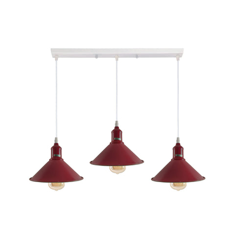Industrial Vintage Loft Kitchen Bar 3 Lights Fittings Ceiling Cone Metal E27
