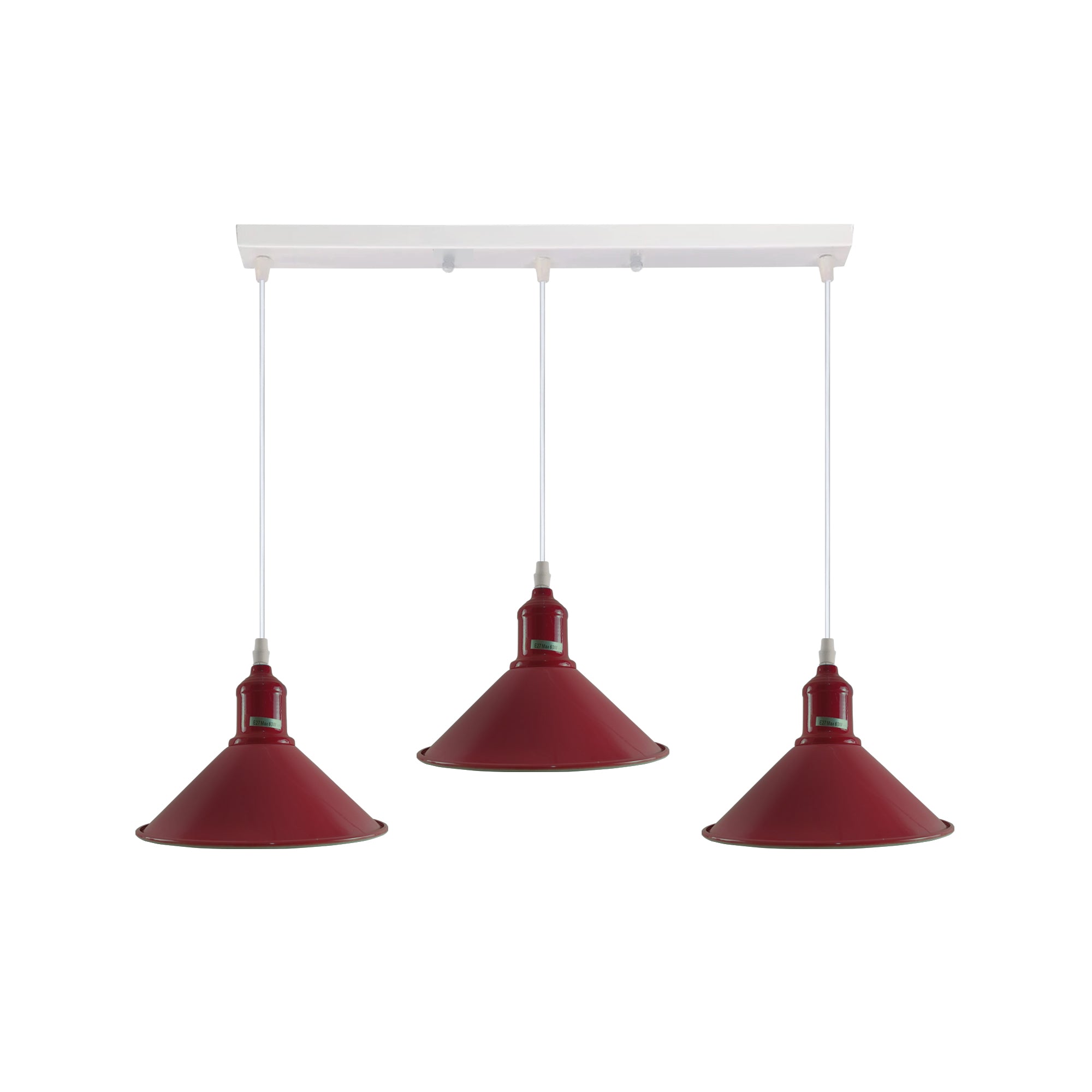 Industrial Vintage Loft Kitchen Bar 3 Lights Fittings Ceiling Cone Metal E27