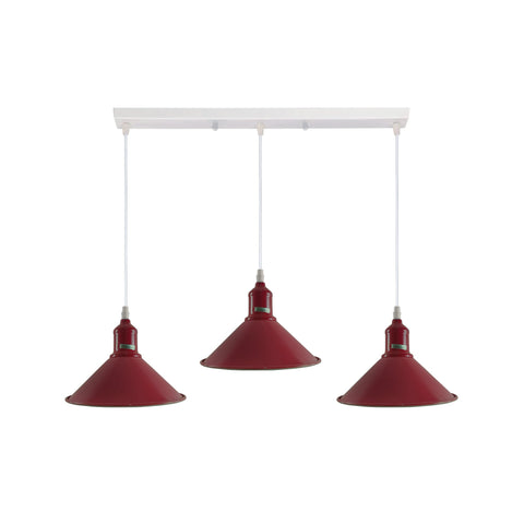 Industrial Vintage Loft Kitchen Bar 3 Lights Fittings Ceiling Cone Metal E27
