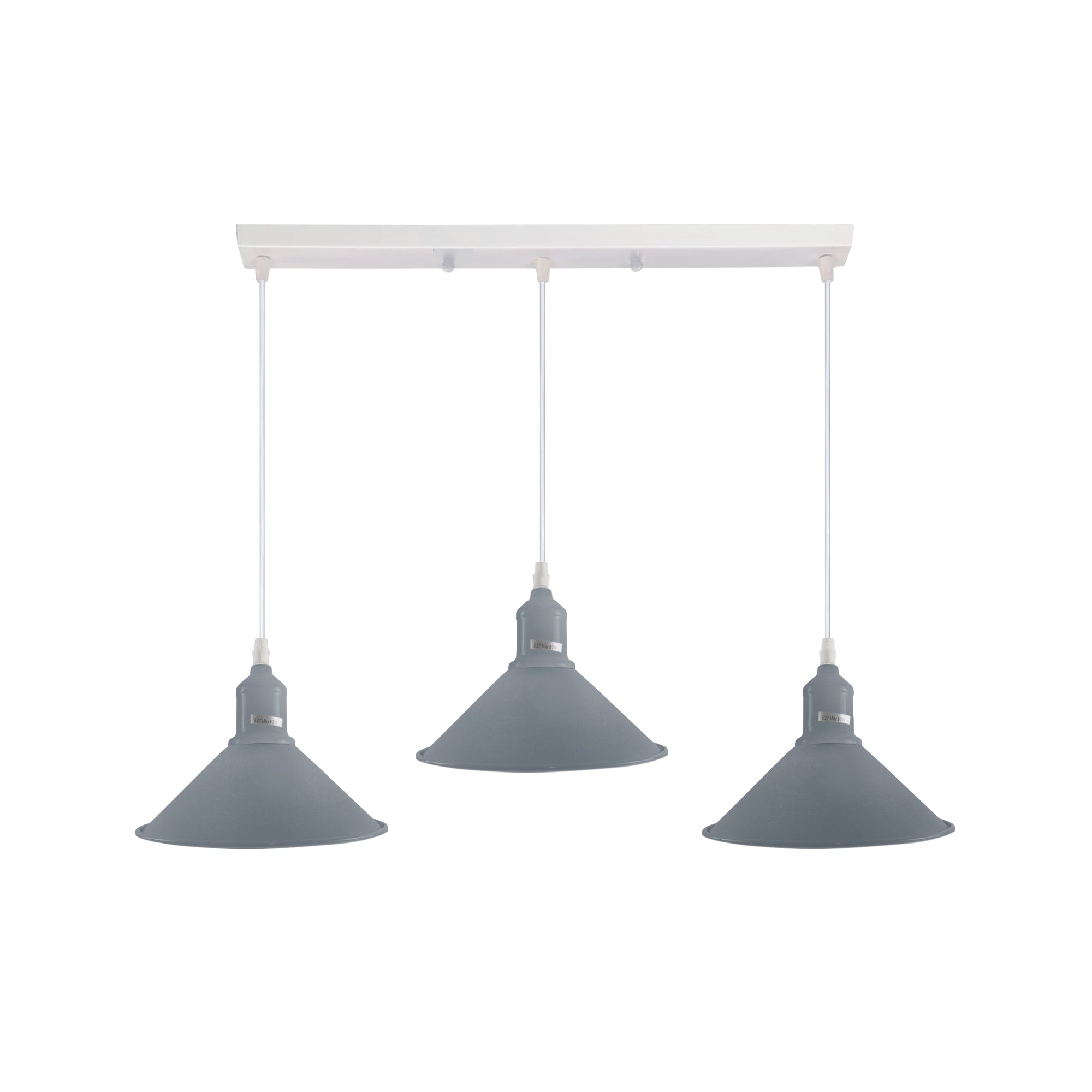 Industrial Vintage Loft Kitchen Bar 3 Lights Fittings Ceiling Cone Metal E27