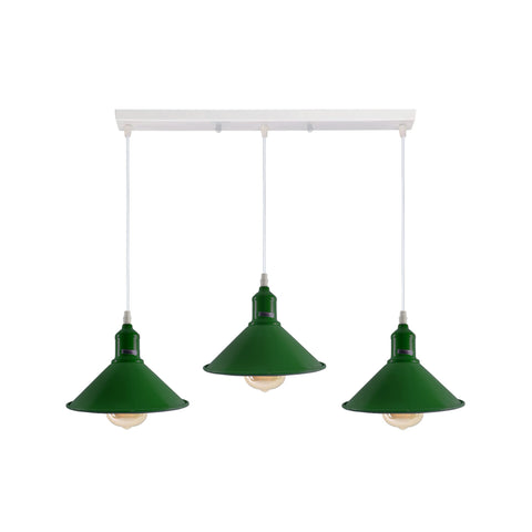 Industrial Vintage Loft Kitchen Bar 3 Lights Fittings Ceiling Cone Metal E27