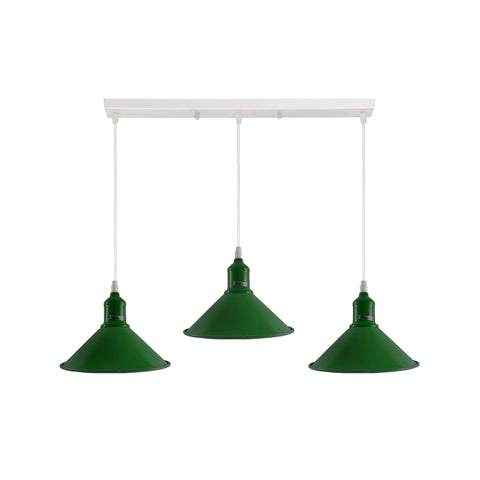 Industrial Vintage Loft Kitchen Bar 3 Lights Fittings Ceiling Cone Metal E27