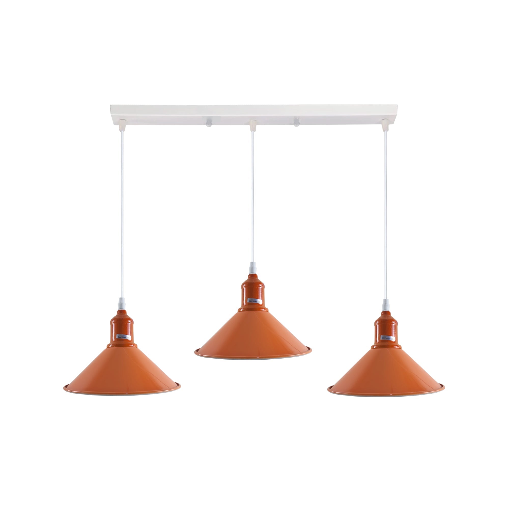 Industrial Vintage Loft Kitchen Bar 3 Lights Fittings Ceiling Cone Metal E27