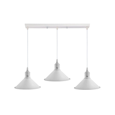 Industrial Vintage Loft Kitchen Bar 3 Lights Fittings Ceiling Cone Metal E27