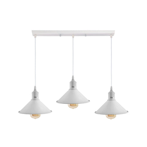 Industrial Vintage Loft Kitchen Bar 3 Lights Fittings Ceiling Cone Metal E27