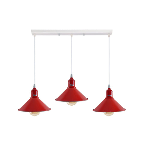 Industrial Vintage Loft Kitchen Bar 3 Lights Fittings Ceiling Cone Metal E27