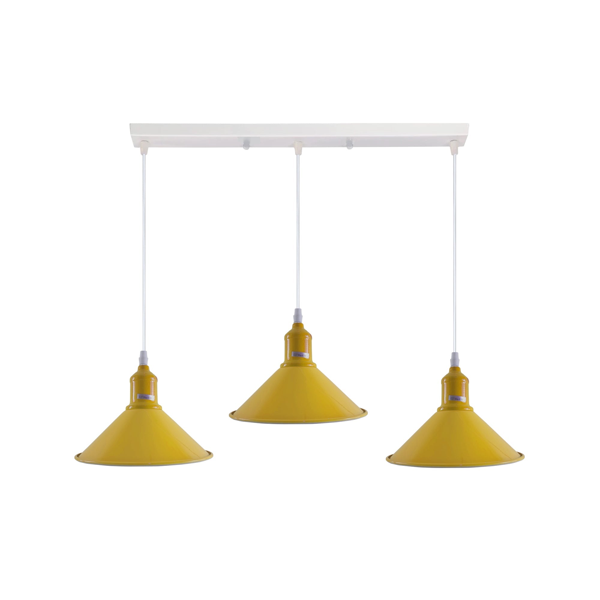 Industrial Vintage Loft Kitchen Bar 3 Lights Fittings Ceiling Cone Metal E27