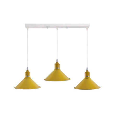 Industrial Vintage Loft Kitchen Bar 3 Lights Fittings Ceiling Cone Metal E27