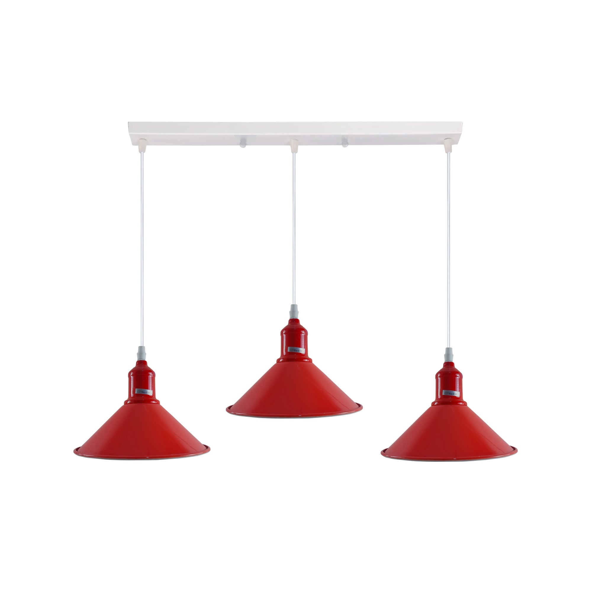 Industrial Vintage Loft Kitchen Bar 3 Lights Fittings Ceiling Cone Metal E27