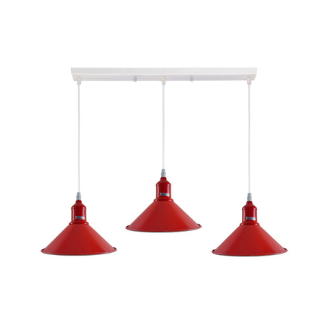 Industrial Vintage Loft Kitchen Bar 3 Lights Fittings Ceiling Cone Metal E27
