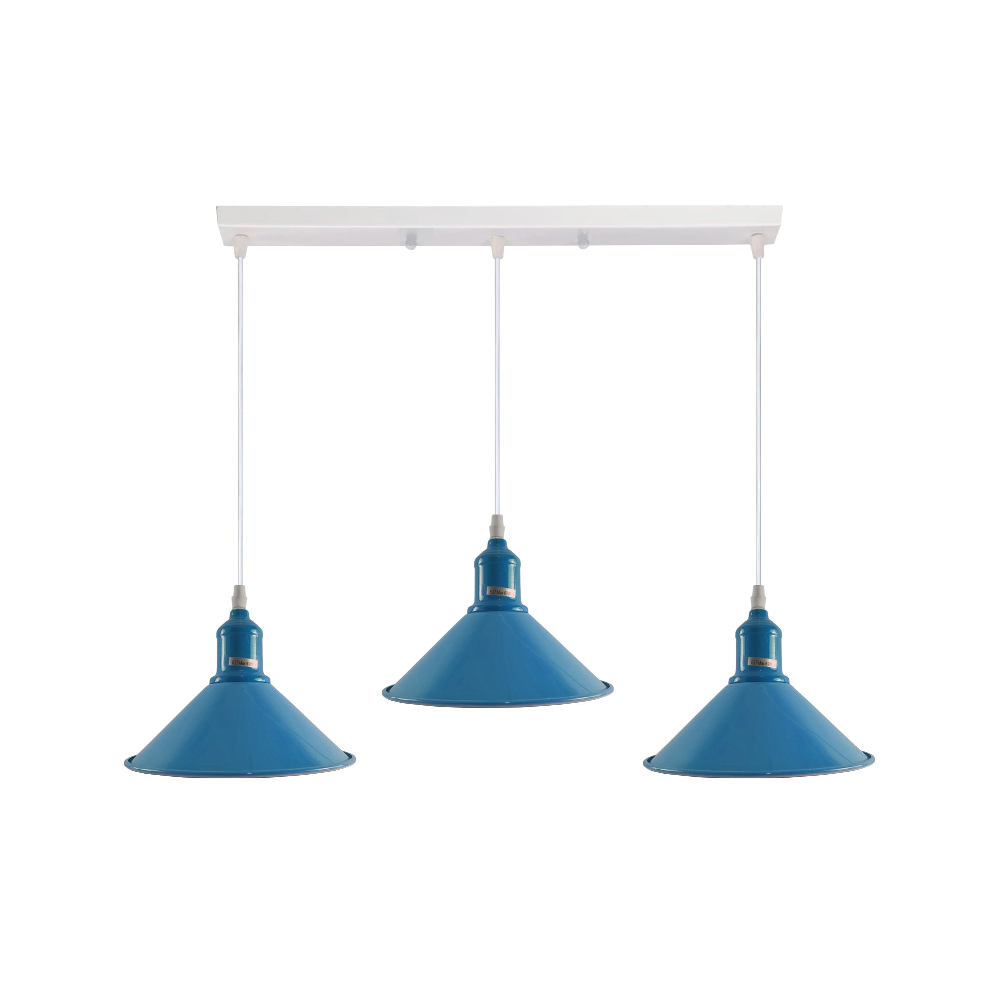 Industrial Vintage Loft Kitchen Bar 3 Lights Fittings Ceiling Cone Metal E27