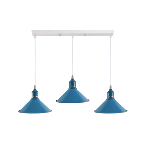 Industrial Vintage Loft Kitchen Bar 3 Lights Fittings Ceiling Cone Metal E27