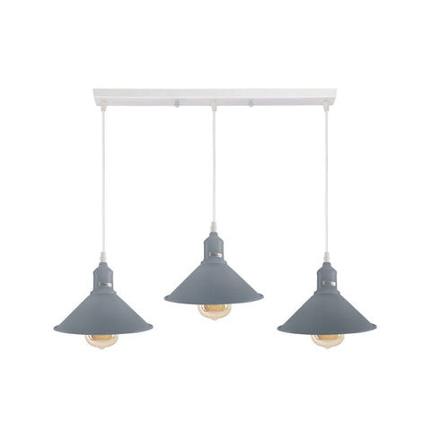 Industrial Vintage Loft Kitchen Bar 3 Lights Fittings Ceiling Cone Metal E27