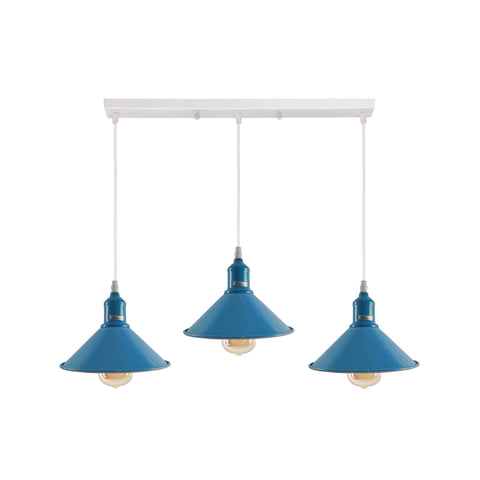 Industrial Vintage Loft Kitchen Bar 3 Lights Fittings Ceiling Cone Metal E27