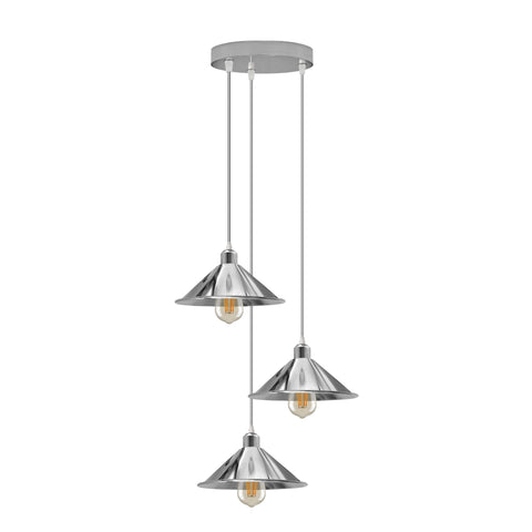 3 Head Round Base Industrial Vintage Ceiling Pendant Light Shade Hanging Lamp Light