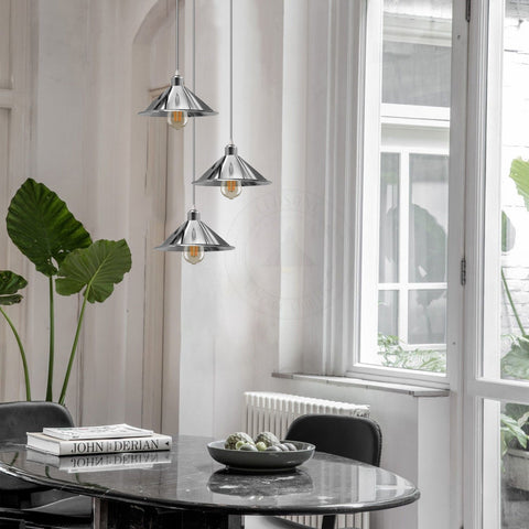 3 Head Round Base Industrial Vintage Ceiling Pendant Light Shade Hanging Lamp Light