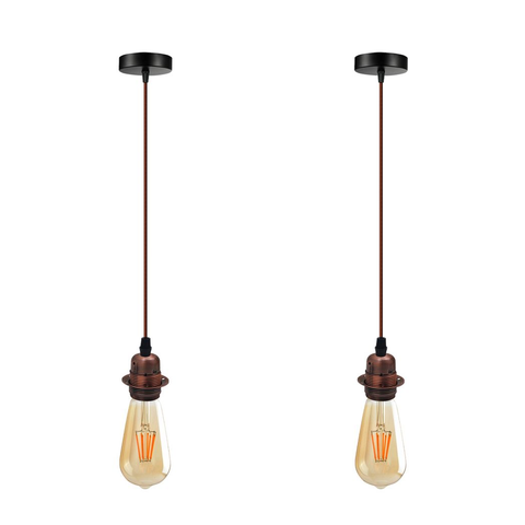 2 Pack Vintage Industrial Pendant Light,lampshade E27 UK Holder Fitting  Set