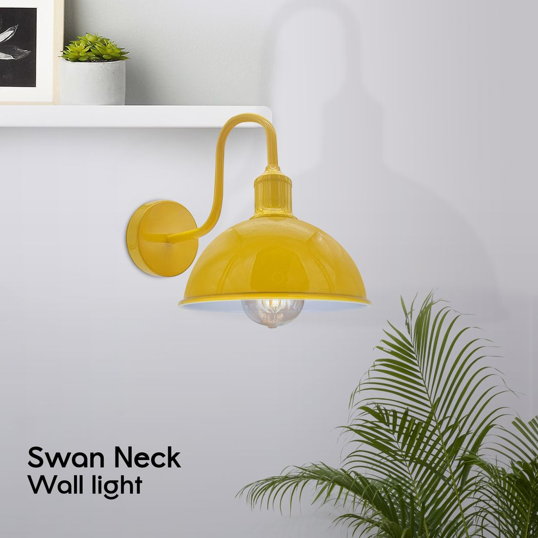 Modern Industrial Swan Neck Metal Arm E27 Sconce Wall Light Set Fixture for Living Room Dining Room Kitchen.