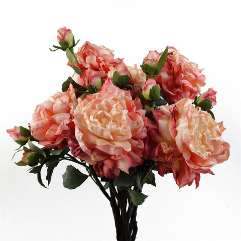 6 x 60cm Peony Artificial Flower Pink - 6 flowers 18 buds