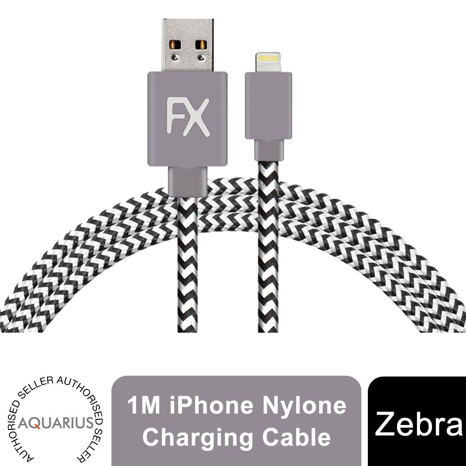 Aquarius Nylon USB Zebra Designed Wire Braided Charging Phone Cable, 1 Meter
