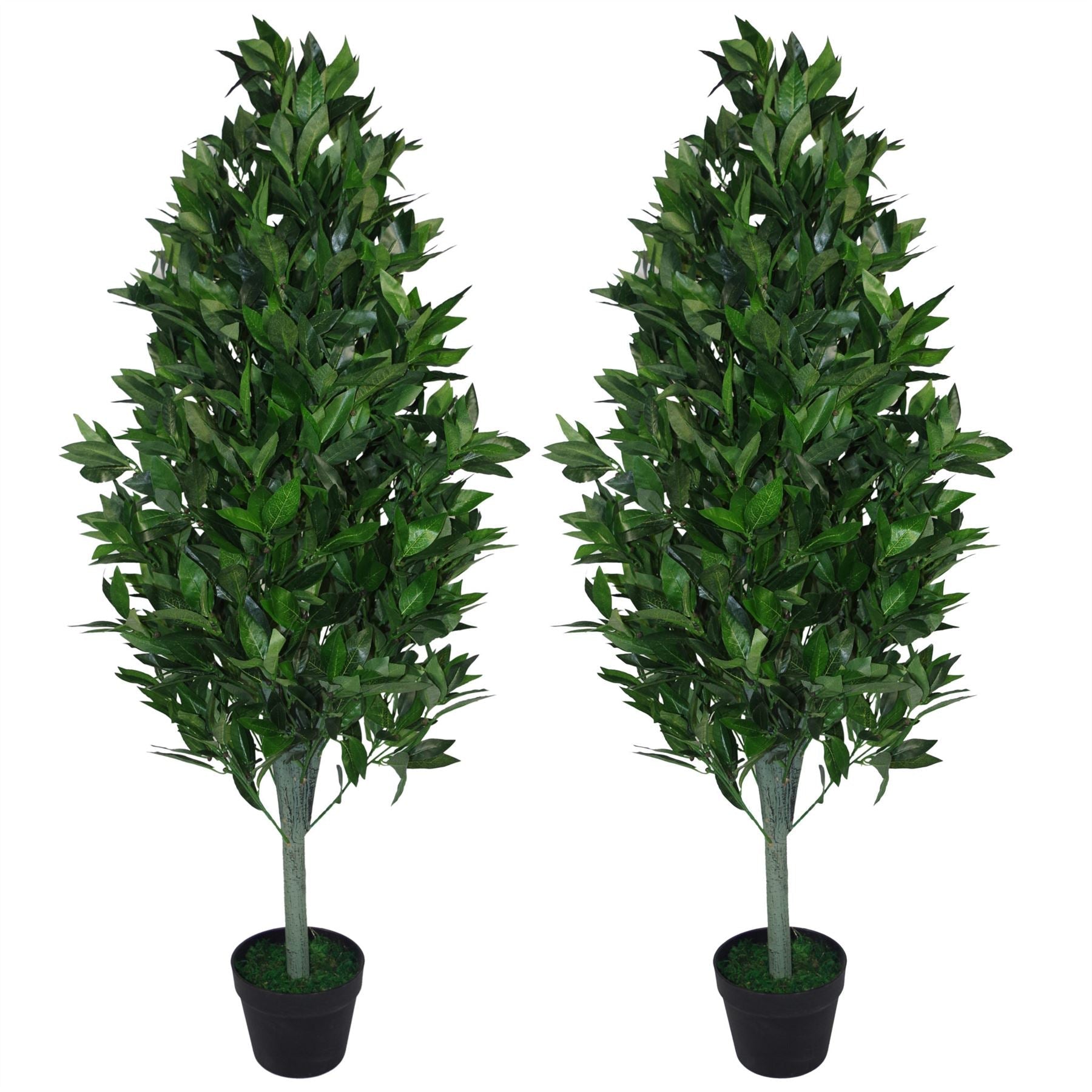 Pair of 120cm (4ft) Artificial Topiary Bay Trees Pyramid Cones - Extra Large