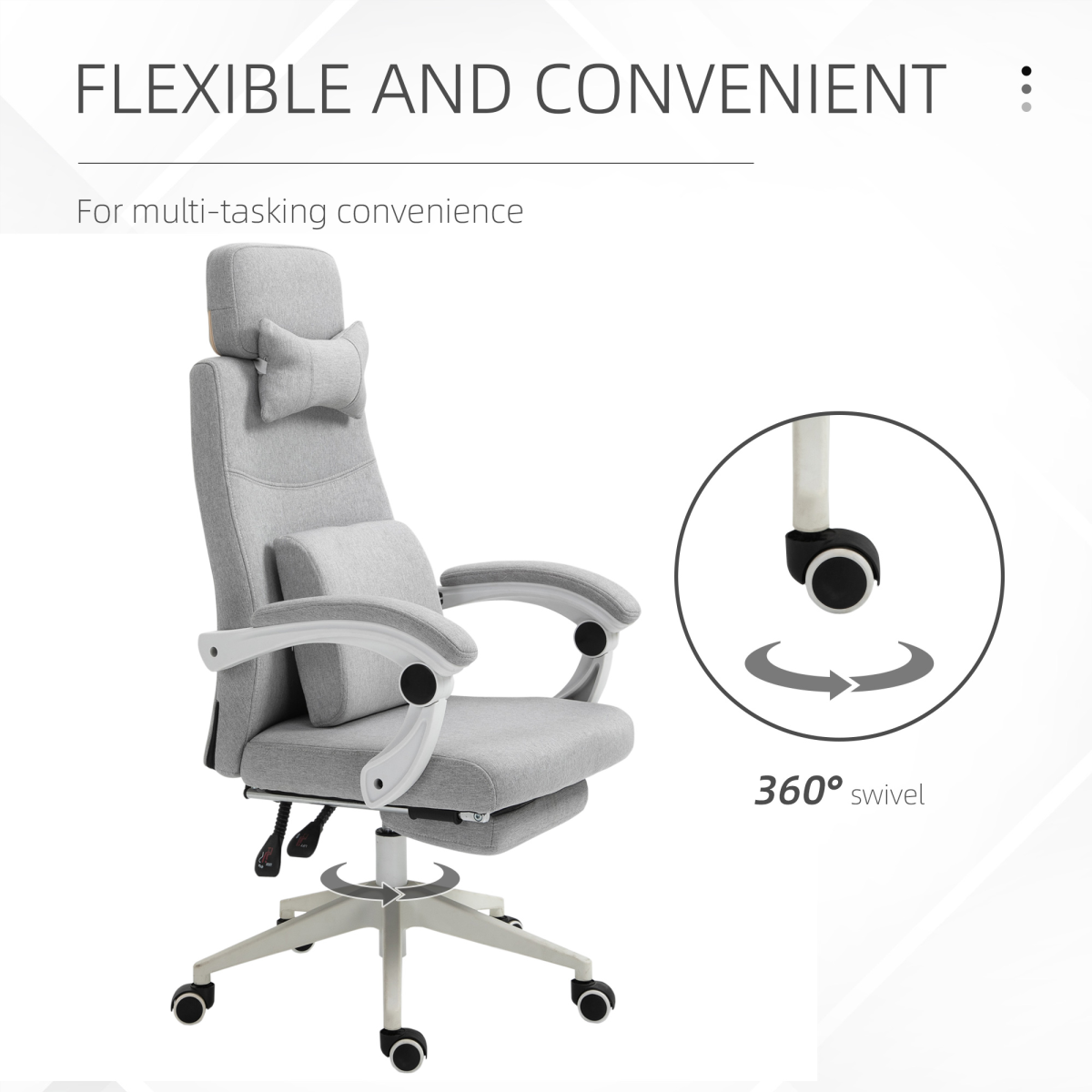 Vinsetto Home Office Chair Reclining Computer Chair w/ Lumbar Support Dark Grey