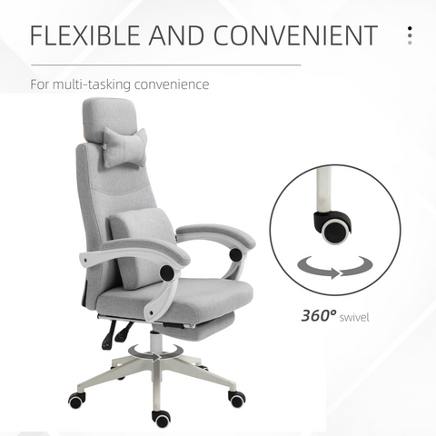 Vinsetto Home Office Chair Reclining Computer Chair w/ Lumbar Support Dark Grey