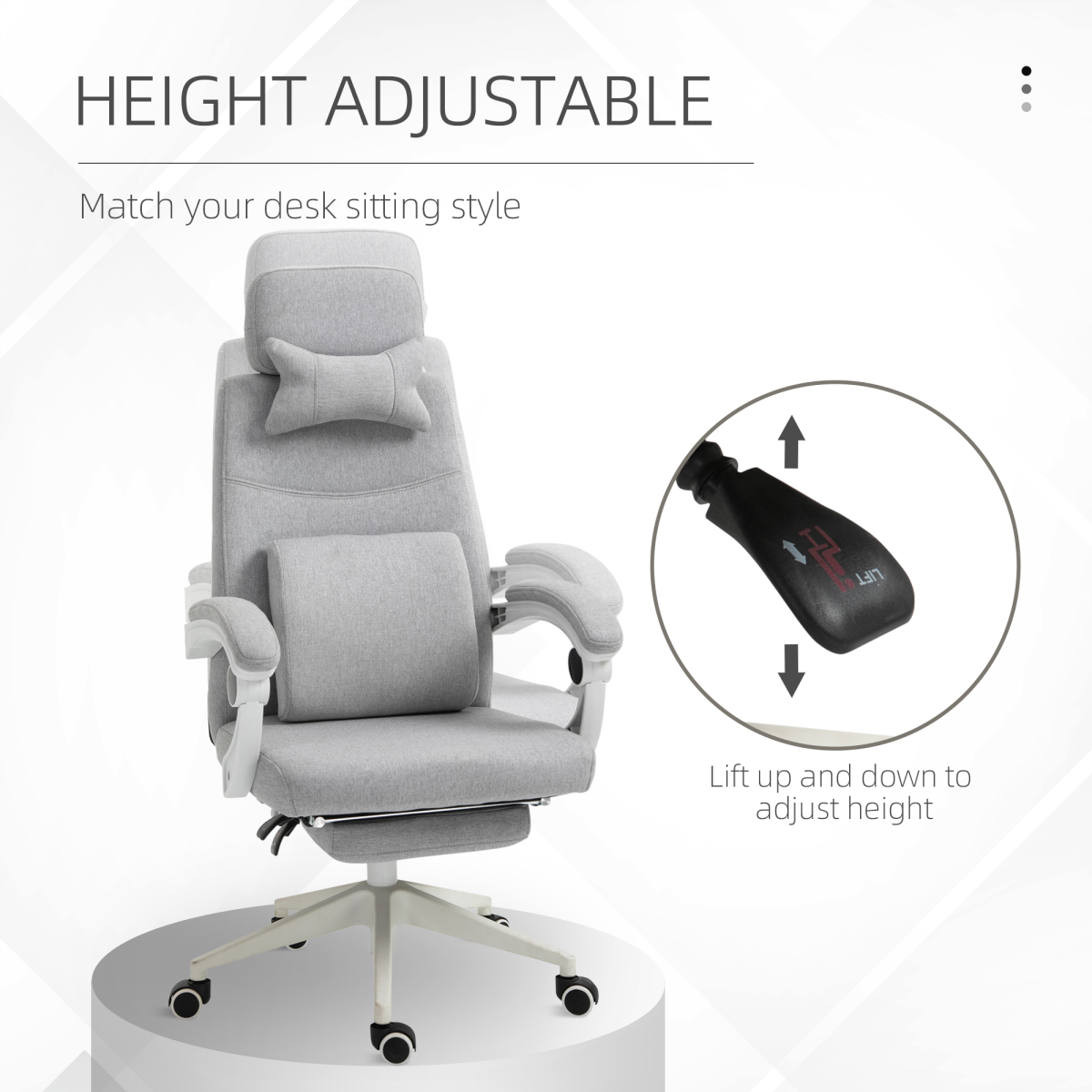 Vinsetto Home Office Chair Reclining Computer Chair w/ Lumbar Support Dark Grey