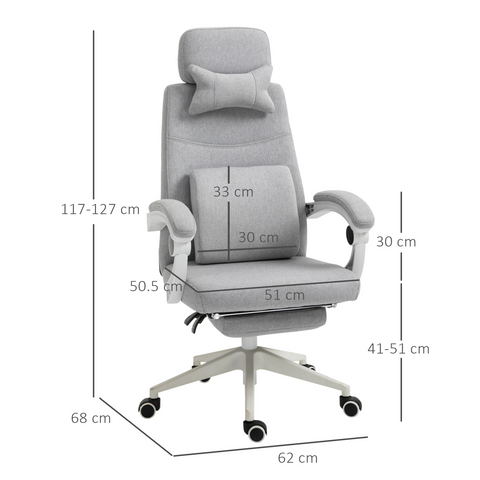 Vinsetto Home Office Chair Reclining Computer Chair w/ Lumbar Support Dark Grey
