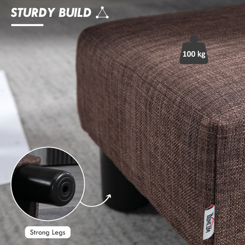 HOMCOM Chic Linen Fabric Footstool Ottoman Cube with 4 Plastic Legs Brown