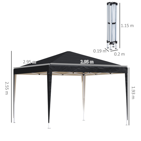 Outsunny 3 x 3 m Garden Pop Up Gazebo Marquee Party Tent Wedding Canopy