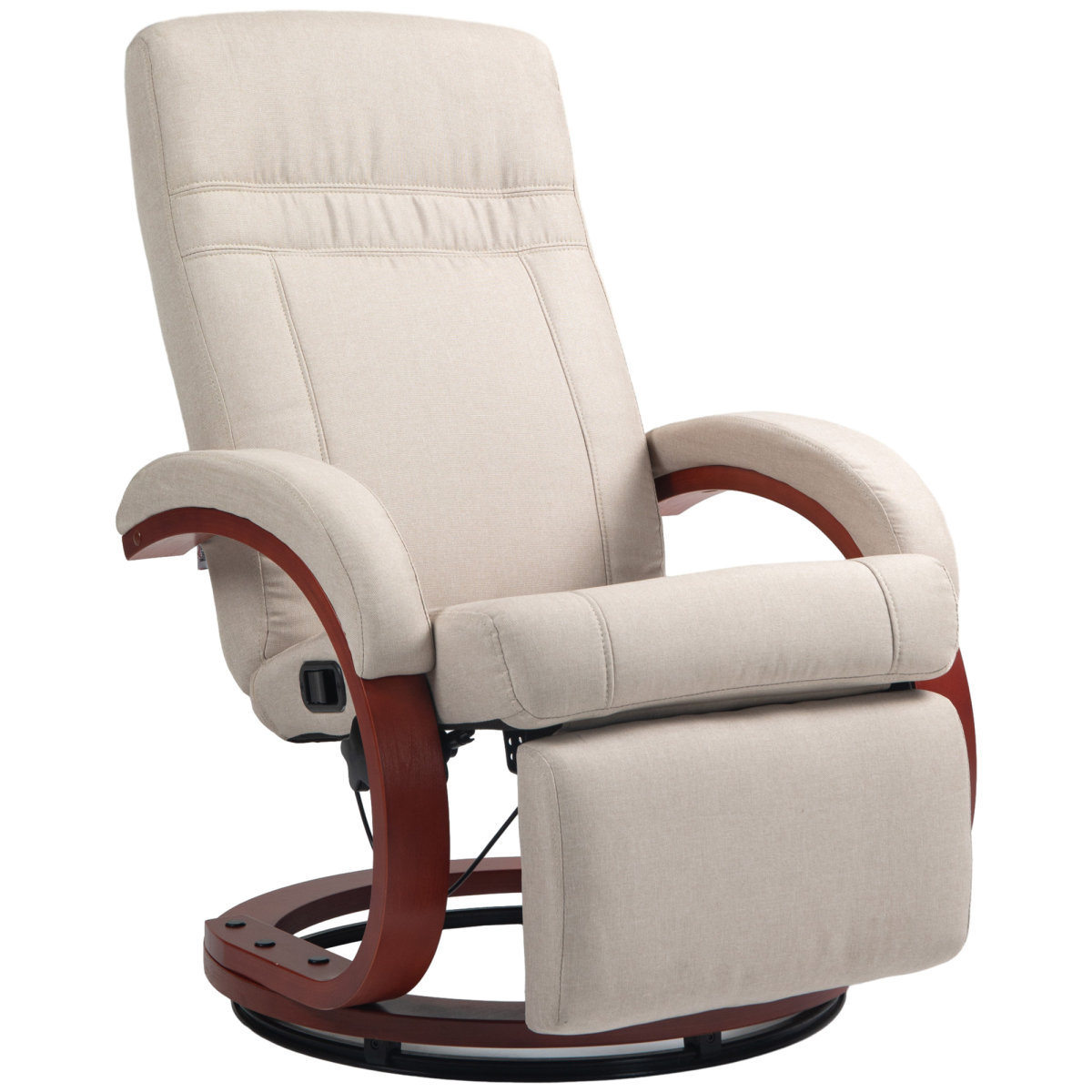 HOMCOM Manual Recliner Swivel Reclining Chair with Footrest Armrests Beige