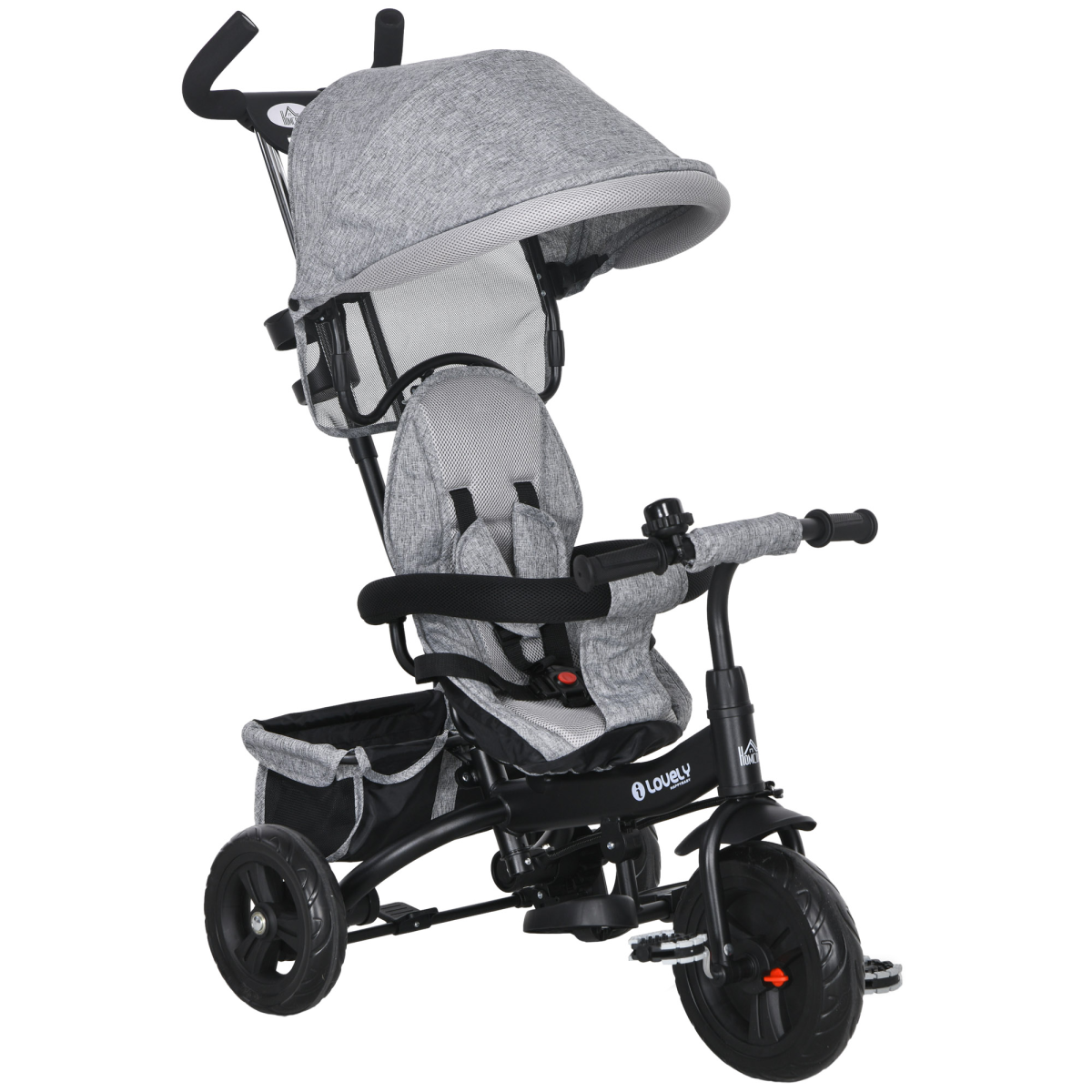 HOMCOM 6 in 1 Kids Trike, Stroller with Parent Handle, Green