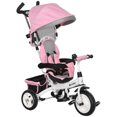HOMCOM 6 in 1 Kids Trike, Stroller with Parent Handle, Green