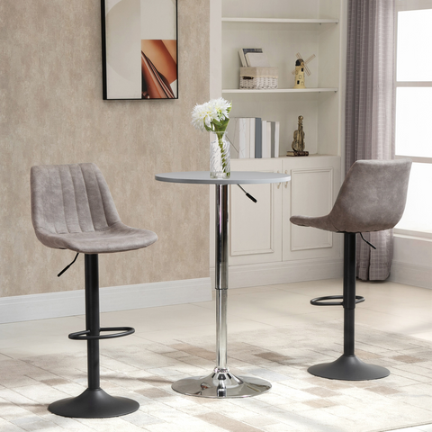 HOMCOM Set Of 2 Microfibre Retro Tub Bar Stools Metal Frame Footrest Seat Blue
