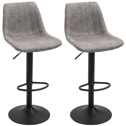 HOMCOM Set Of 2 Microfibre Retro Tub Bar Stools Metal Frame Footrest Seat Blue