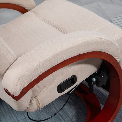 HOMCOM Manual Recliner Swivel Reclining Chair with Footrest Armrests Beige