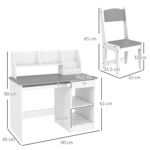 ZONEKIZ Kids Desk and Chair Set with Storage for 5-8 Years, Pink