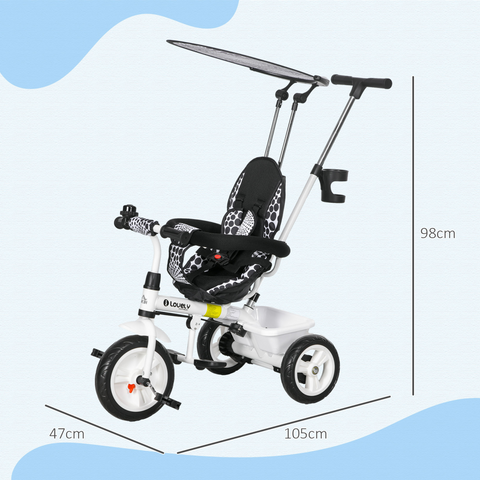 HOMCOM 6 in 1 Kids Tricycle w/ Removable Handle for 1.5+ year, Blue