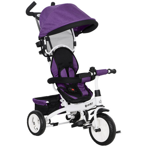 HOMCOM 6 in 1 Kids Trike, Stroller with Parent Handle, Green